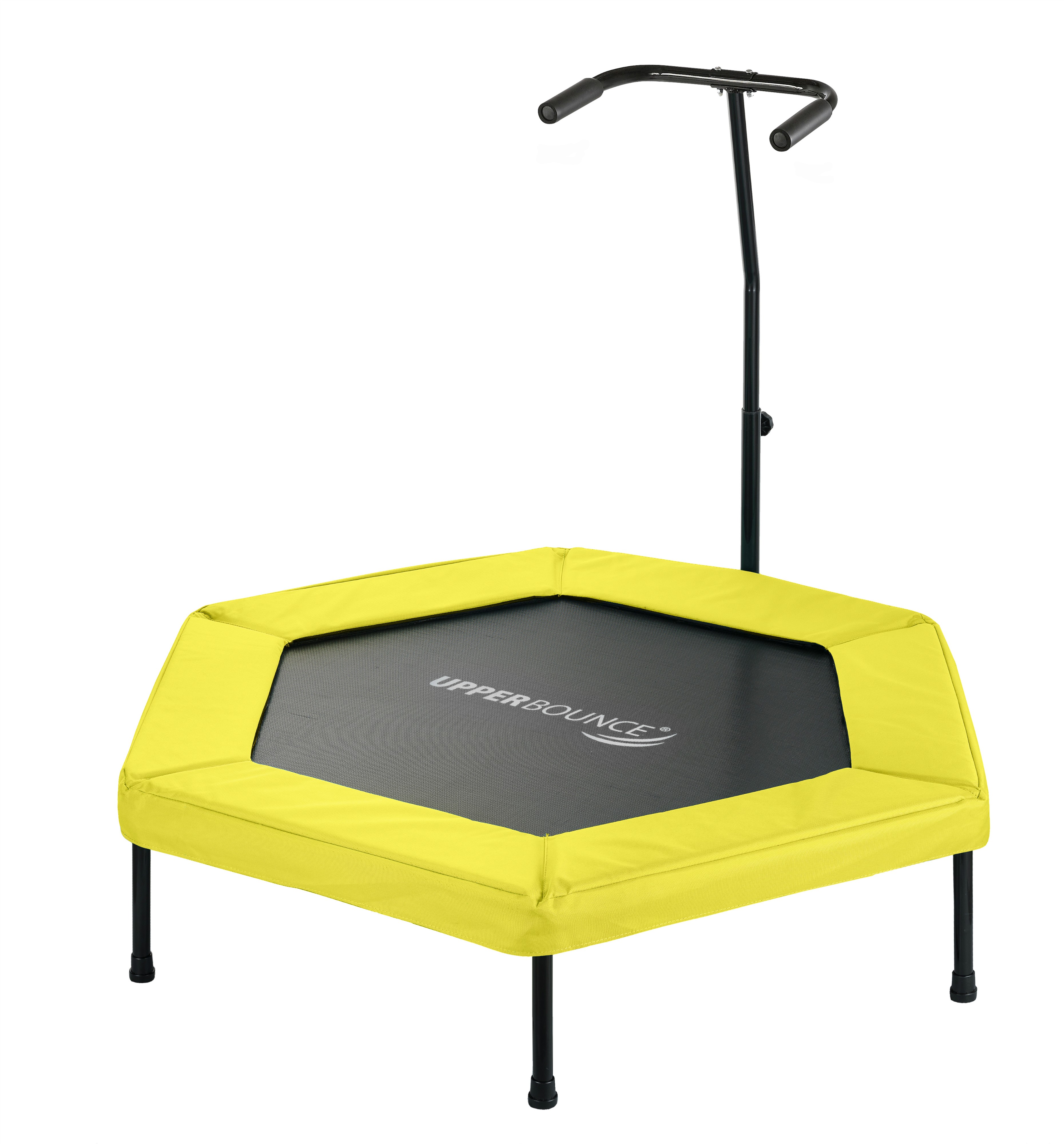 Mini Trampoline de Fitness Hexagonal 127 cm avec Poignée pour Sport, Gym, Intérieur | Jaune